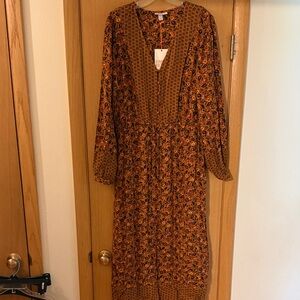 Knox Rose Long Sleeve Maxi Dress in Rust Floral